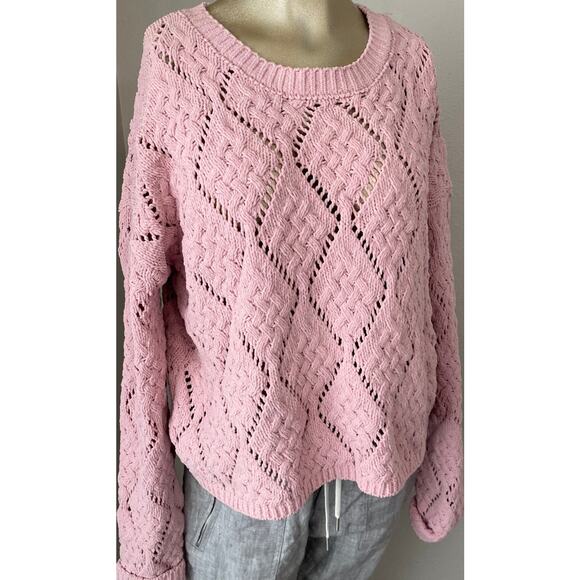 Sincerely Jules Women Large Cropped Pink Long Sleeve Sweater NWT - Picture 2 of 6